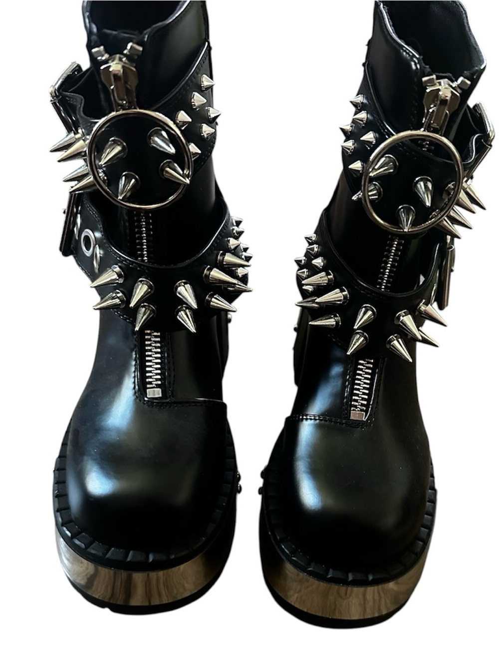 Dolls Kill Widow Black Spiked Platform Ankle Boots